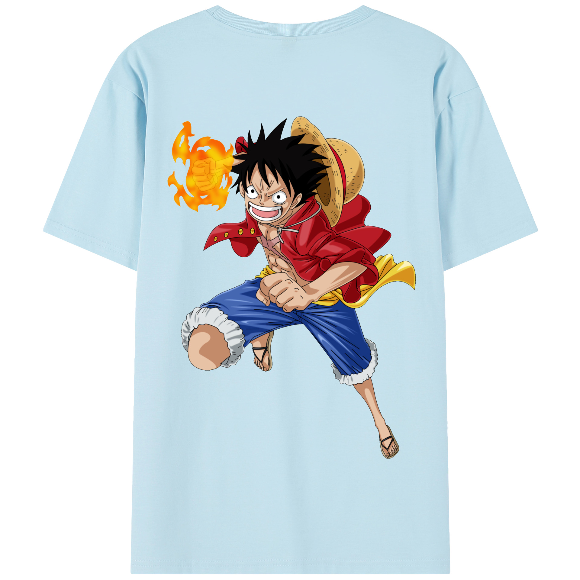 ワンピース モンキー・D・ルフィ ONE PIECE Monkey D. Luffy 綿100％半袖Tシャツ（背面プリント）
